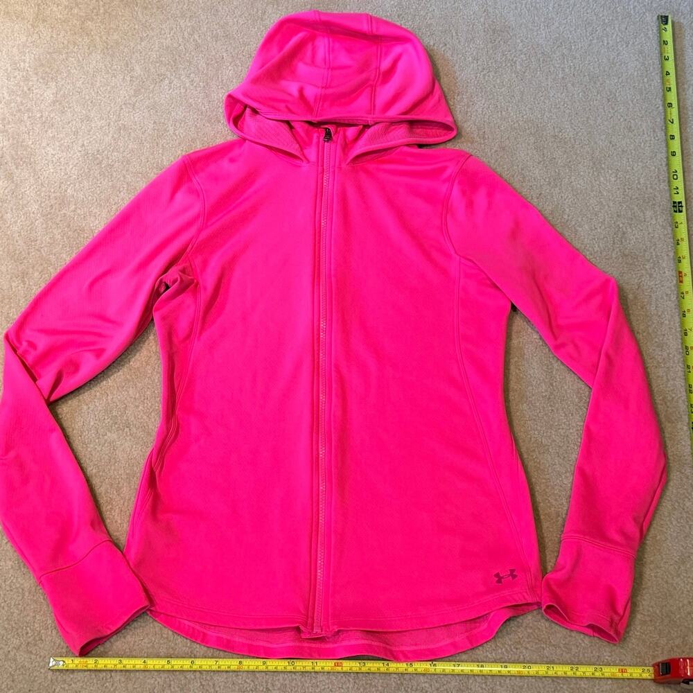 Under Armour Women’s L Full Zip Hoodie Pink ColdGear Athletic Jacket